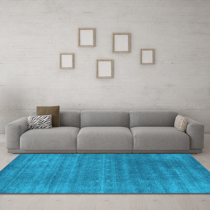 Machine Washable Abstract Light Blue Contemporary Rug in a Living Room, wshcon2341lblu