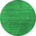 Square Abstract Green Contemporary Rug, con2341grn