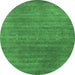 Round Abstract Emerald Green Contemporary Rug, con2341emgrn