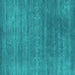 Square Machine Washable Abstract Turquoise Contemporary Area Rugs, wshcon2341turq