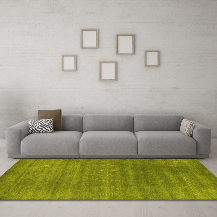 Machine Washable Abstract Yellow Contemporary Rug in a Living Room, wshcon2341yw