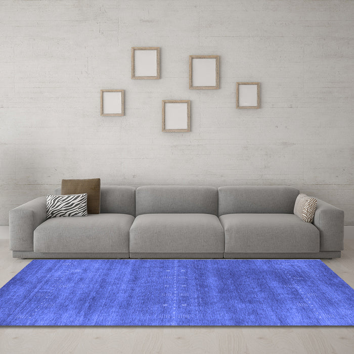 Machine Washable Abstract Blue Contemporary Rug in a Living Room, wshcon2341blu
