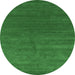 Round Machine Washable Abstract Emerald Green Contemporary Area Rugs, wshcon2342emgrn