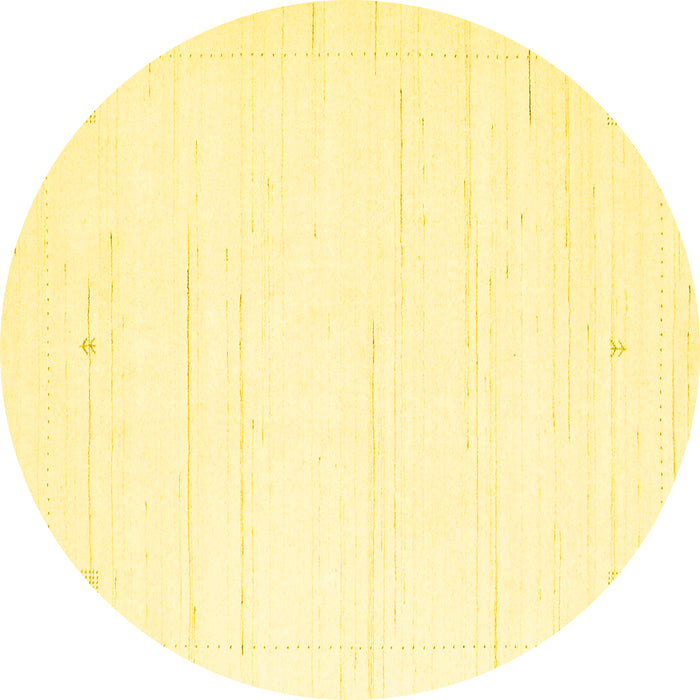 Round Machine Washable Solid Yellow Modern Rug, wshcon2343yw