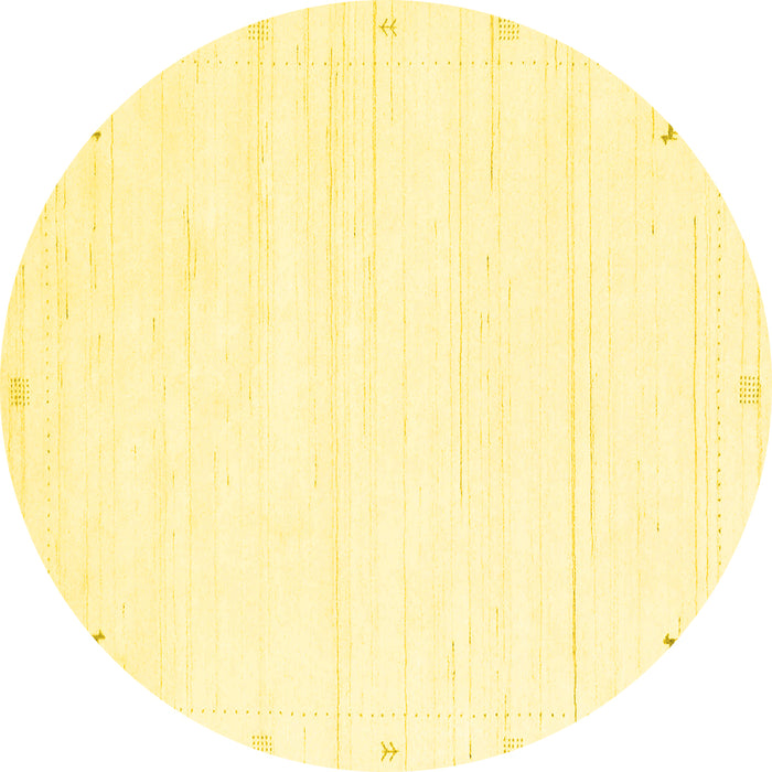 Round Machine Washable Solid Yellow Modern Rug, wshcon2344yw