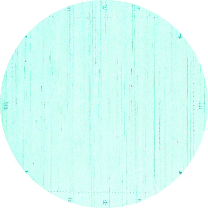 Round Machine Washable Solid Turquoise Modern Area Rugs, wshcon2344turq
