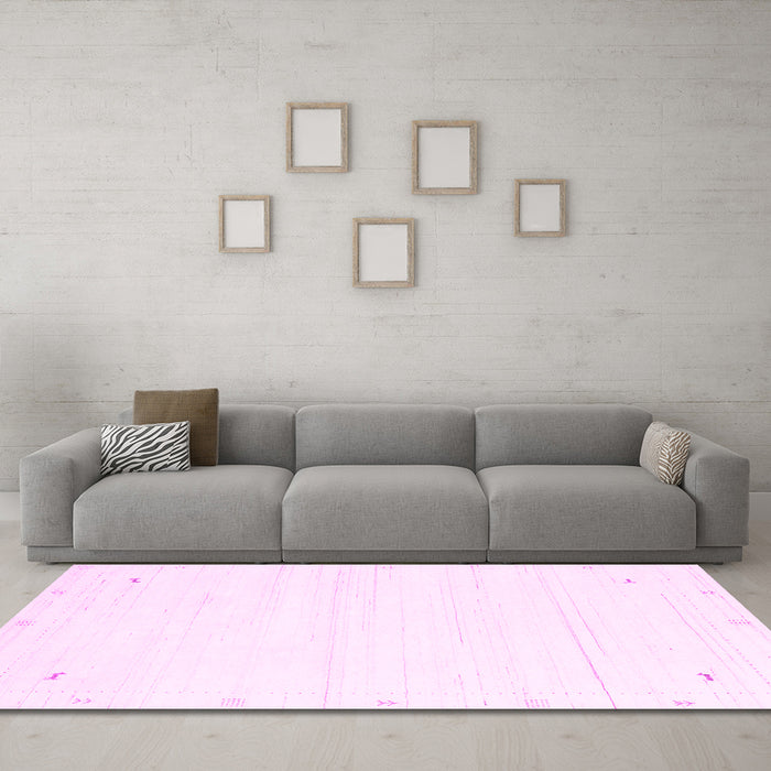 Machine Washable Solid Pink Modern Rug in a Living Room, wshcon2344pnk