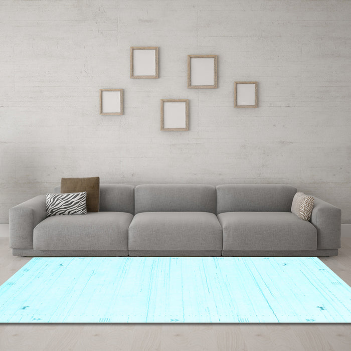 Machine Washable Solid Light Blue Modern Rug in a Living Room, wshcon2344lblu
