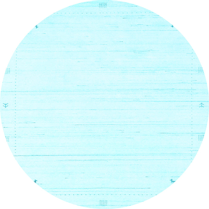 Round Machine Washable Solid Light Blue Modern Rug, wshcon2344lblu