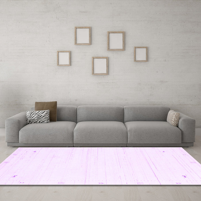 Machine Washable Solid Purple Modern Area Rugs in a Living Room, wshcon2344pur