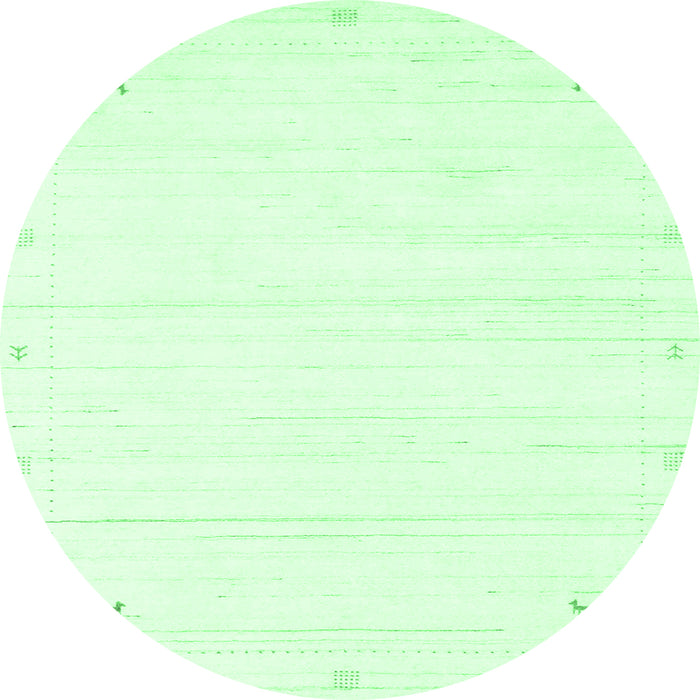 Round Machine Washable Solid Emerald Green Modern Area Rugs, wshcon2344emgrn