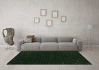 Machine Washable Abstract Emerald Green Contemporary Rug, wshcon2345emgrn