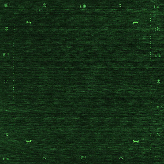 Round Machine Washable Abstract Green Contemporary Area Rugs, wshcon2345grn