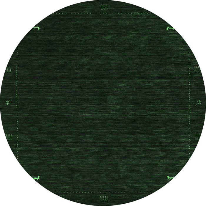 Round Abstract Emerald Green Contemporary Rug, con2345emgrn
