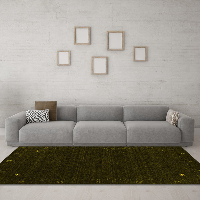 Machine Washable Abstract Yellow Contemporary Rug in a Living Room, wshcon2345yw