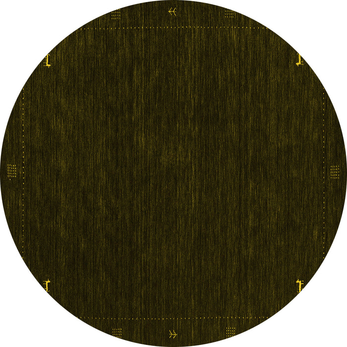 Round Abstract Yellow Contemporary Rug, con2345yw