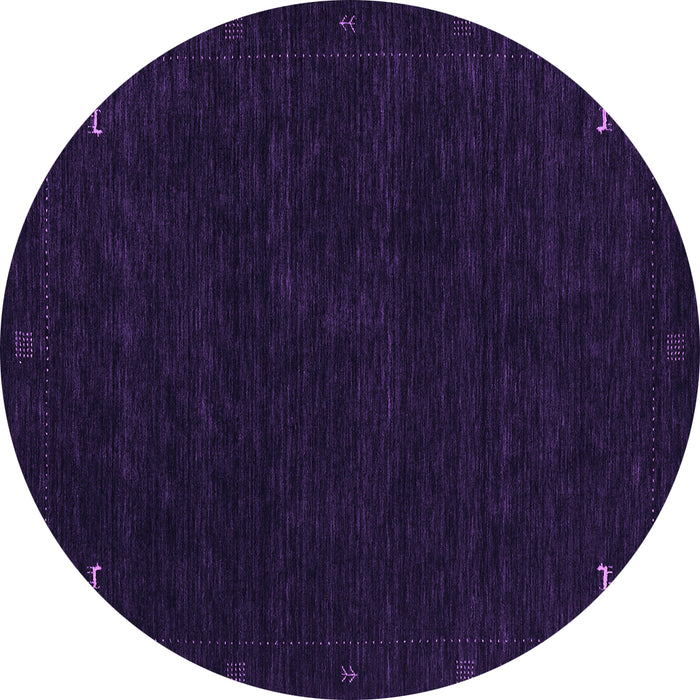 Round Machine Washable Abstract Purple Contemporary Area Rugs, wshcon2345pur