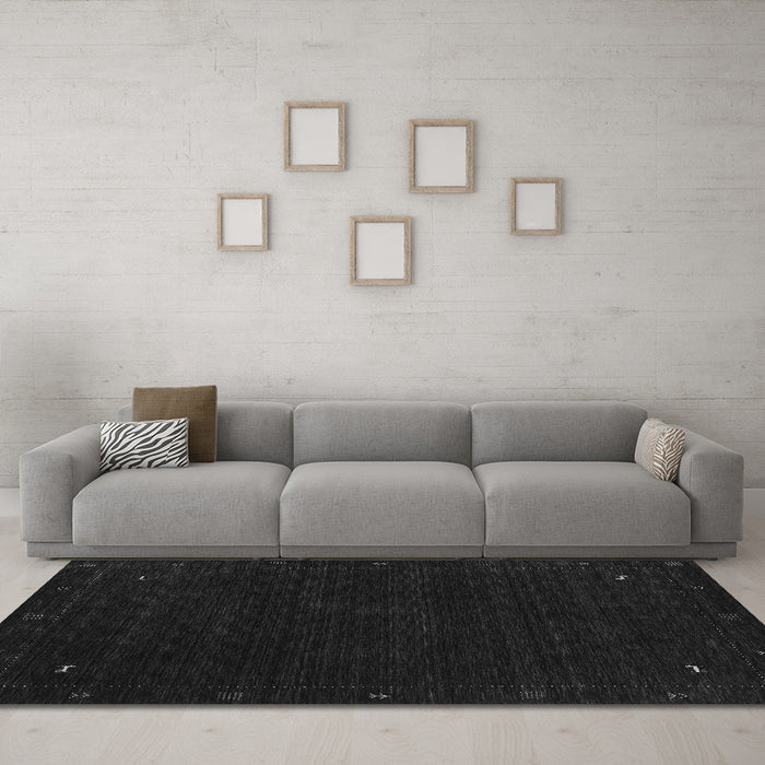 Machine Washable Abstract Gray Contemporary Rug in a Living Room,, wshcon2345gry