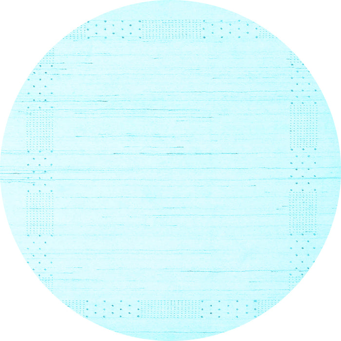 Round Machine Washable Solid Light Blue Modern Rug, wshcon2346lblu