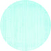 Round Machine Washable Solid Turquoise Modern Area Rugs, wshcon2346turq