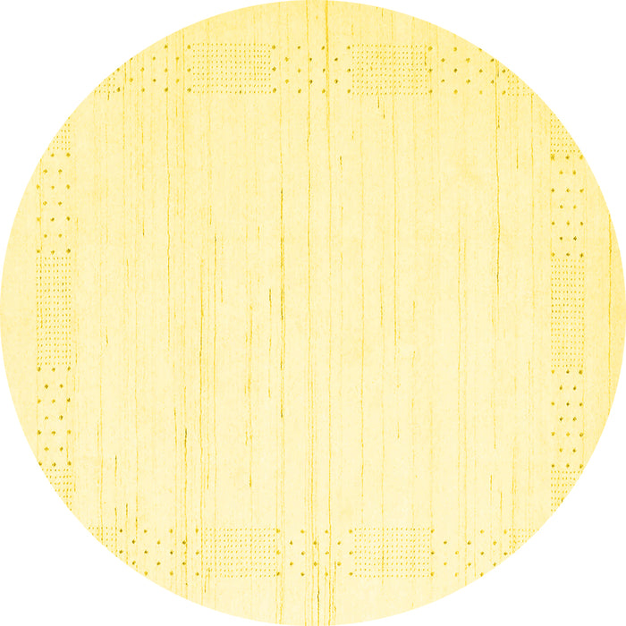 Round Machine Washable Solid Yellow Modern Rug, wshcon2346yw