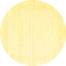 Round Machine Washable Solid Yellow Modern Rug, wshcon2346yw