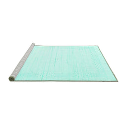 Sideview of Machine Washable Solid Turquoise Modern Area Rugs, wshcon2346turq