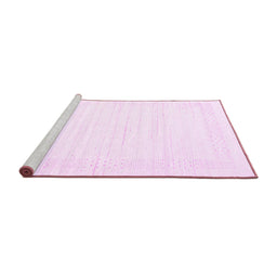 Sideview of Machine Washable Solid Pink Modern Rug, wshcon2346pnk