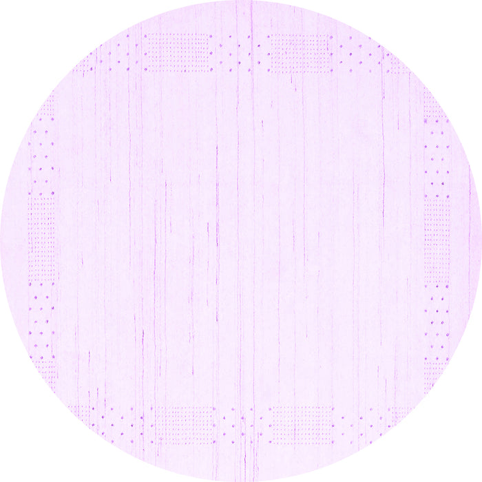 Round Machine Washable Solid Purple Modern Area Rugs, wshcon2346pur