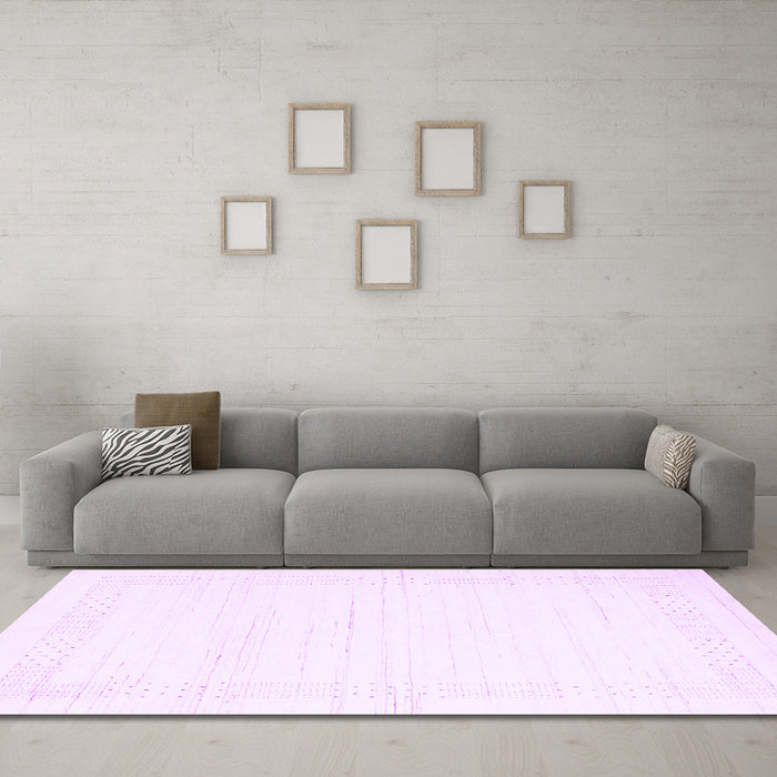 Machine Washable Solid Purple Modern Area Rugs in a Living Room, wshcon2346pur