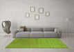 Machine Washable Abstract Green Contemporary Area Rugs in a Living Room,, wshcon2347grn