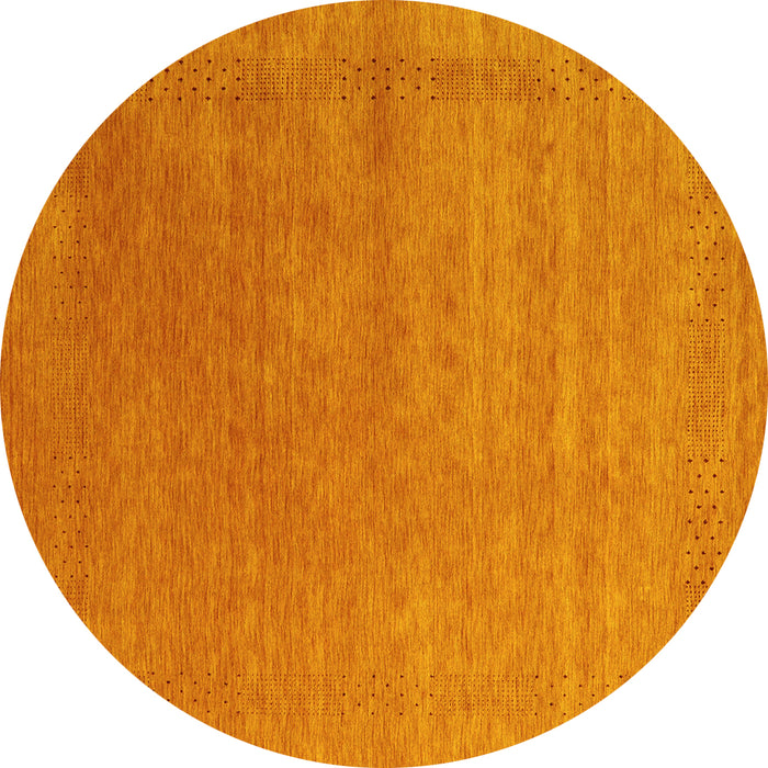 Round Abstract Yellow Contemporary Rug, con2347yw