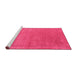 Sideview of Machine Washable Abstract Pink Contemporary Rug, wshcon2347pnk