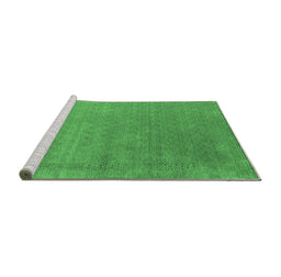 Sideview of Machine Washable Abstract Emerald Green Contemporary Area Rugs, wshcon2347emgrn