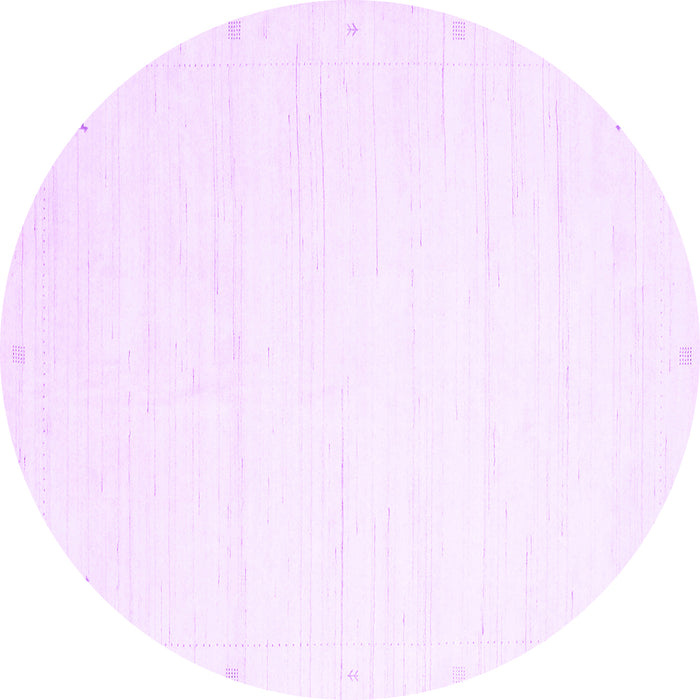 Round Machine Washable Solid Purple Modern Area Rugs, wshcon2348pur