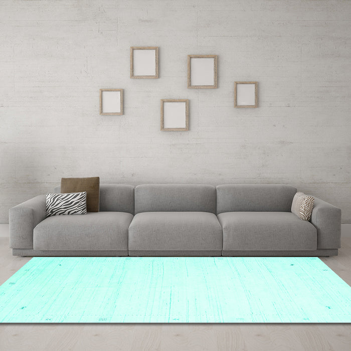 Machine Washable Solid Turquoise Modern Area Rugs in a Living Room,, wshcon2348turq