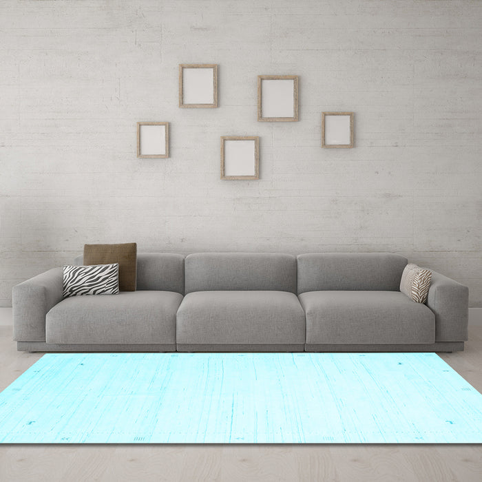 Machine Washable Solid Light Blue Modern Rug in a Living Room, wshcon2348lblu