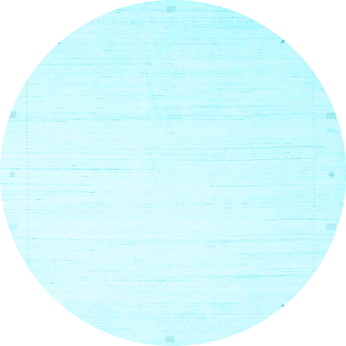 Round Machine Washable Solid Light Blue Modern Rug, wshcon2348lblu