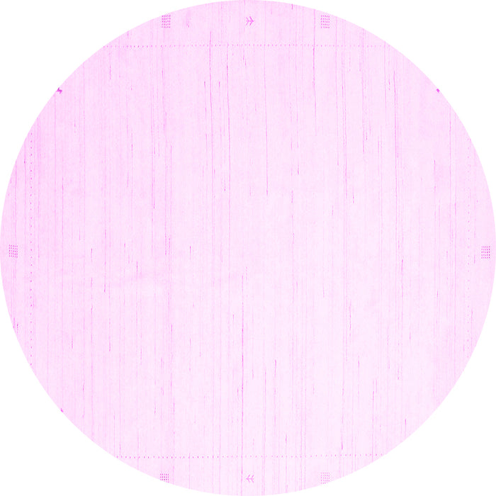 Round Machine Washable Solid Pink Modern Rug, wshcon2348pnk