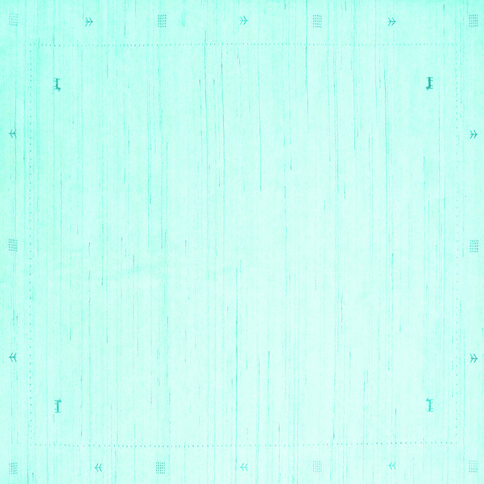 Square Machine Washable Solid Turquoise Modern Area Rugs, wshcon2348turq