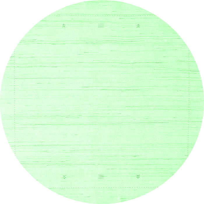 Round Machine Washable Solid Emerald Green Modern Area Rugs, wshcon2349emgrn