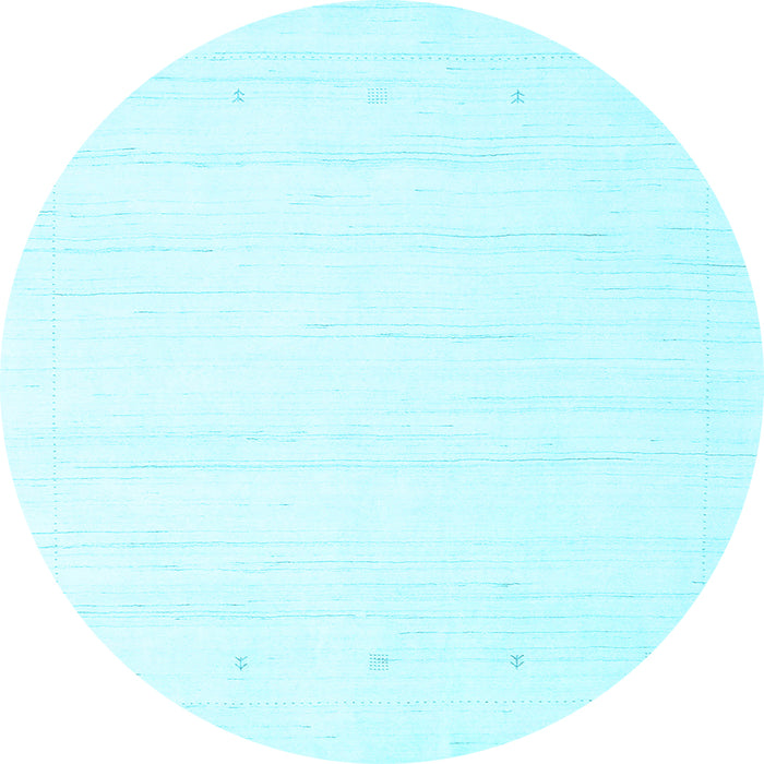 Round Machine Washable Solid Light Blue Modern Rug, wshcon2349lblu