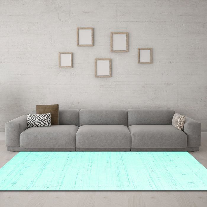 Machine Washable Solid Turquoise Modern Area Rugs in a Living Room,, wshcon2349turq