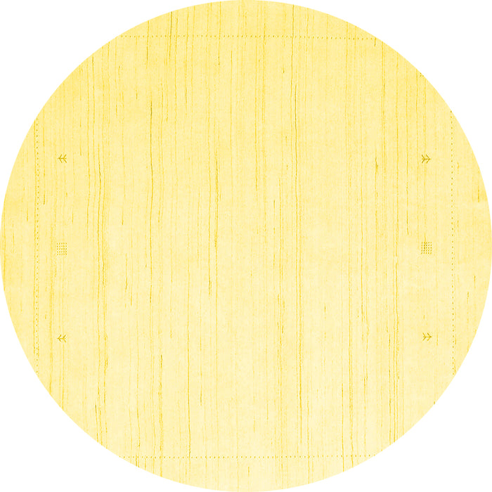Round Solid Yellow Modern Rug, con2349yw
