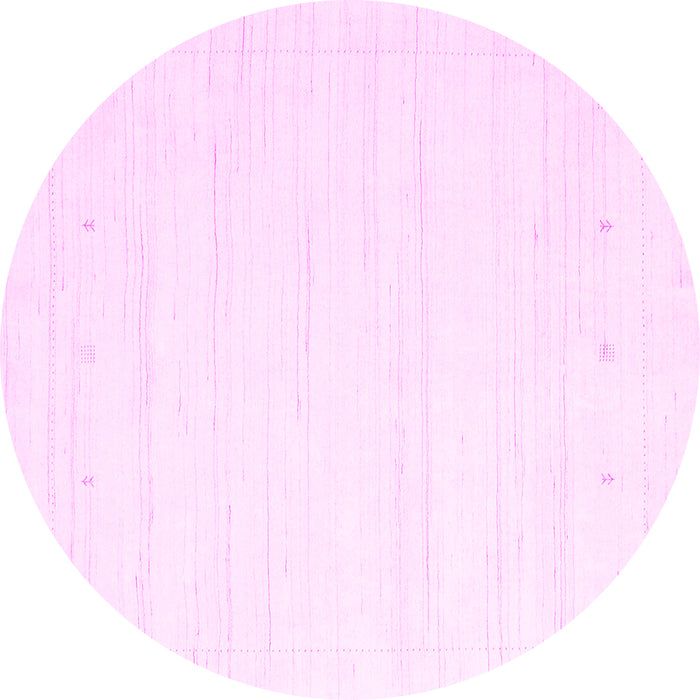 Round Machine Washable Solid Pink Modern Rug, wshcon2349pnk