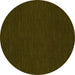 Round Abstract Yellow Contemporary Rug, con234yw