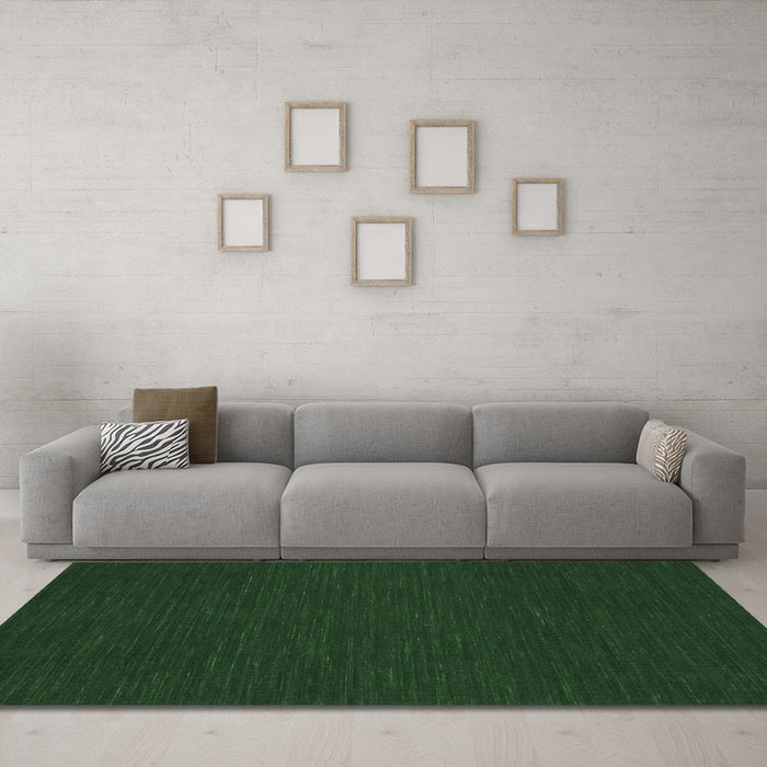 Machine Washable Abstract Emerald Green Contemporary Area Rugs in a Living Room,, wshcon234emgrn
