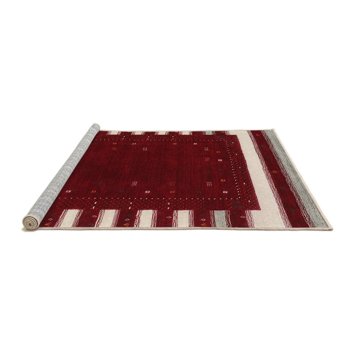 Serging Thickness of Machine Washable Contemporary Crimson Red Rug, wshcon2350