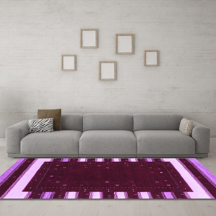 Machine Washable Abstract Purple Contemporary Area Rugs in a Living Room, wshcon2350pur