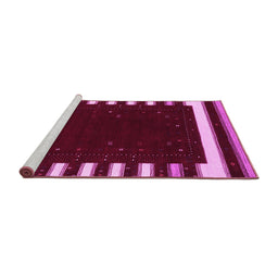 Sideview of Machine Washable Abstract Pink Contemporary Rug, wshcon2350pnk